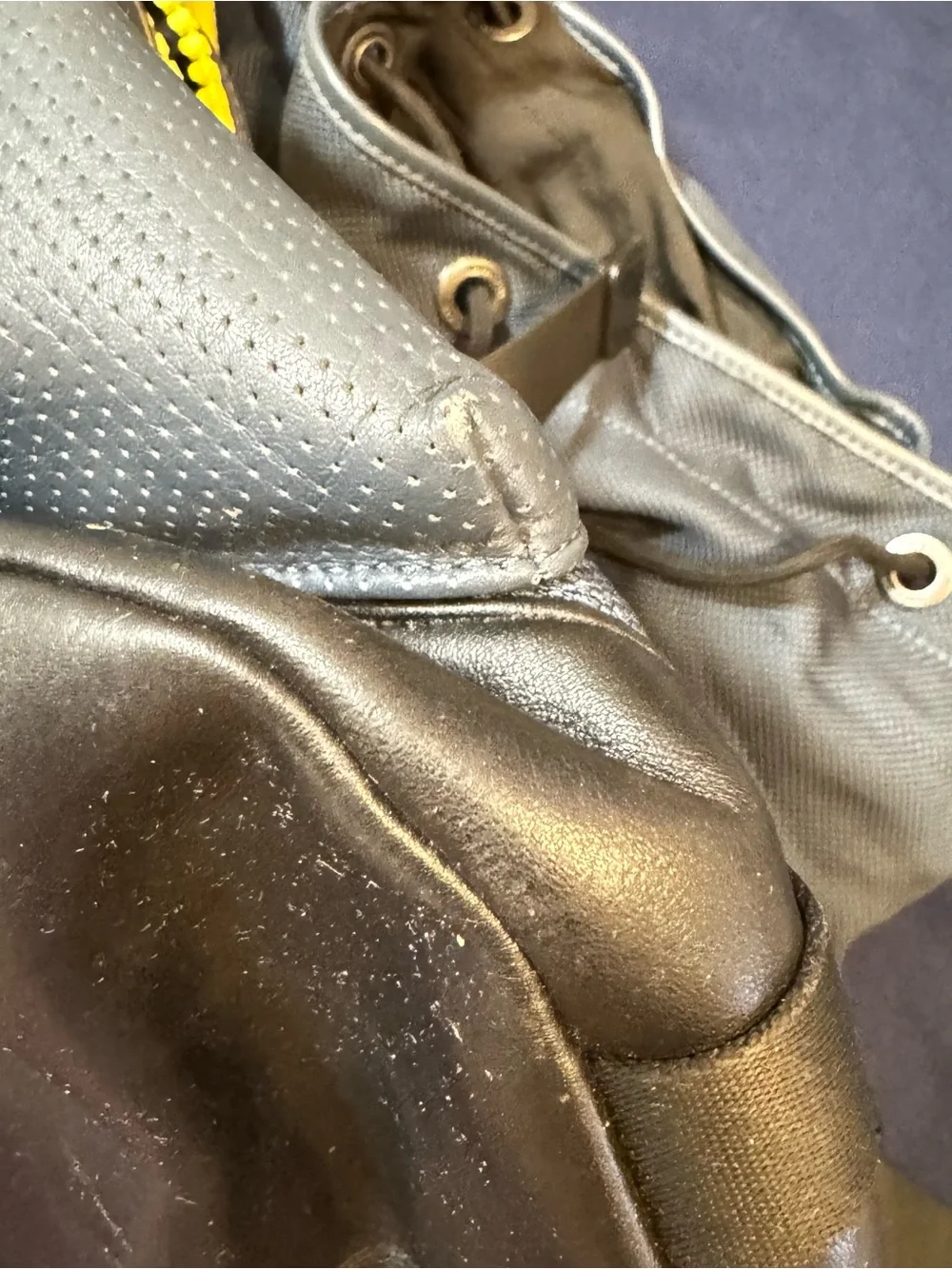 Coach Gray and Yellow Leather Men's Backpack
